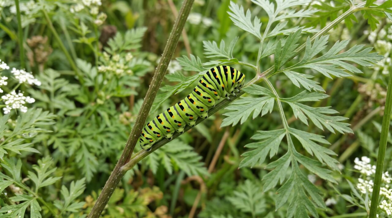 Camuflagem da lagarta-borboleta-machaon