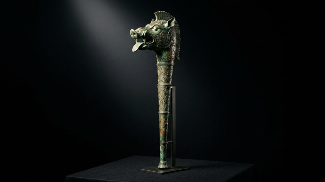Arqueólogos investigavam um terreno reservado para novas casas quando encontraram uma trombeta de guerra com 2 mil anos e uma cabeça de javali usada como símbolo pelos antigos celtas