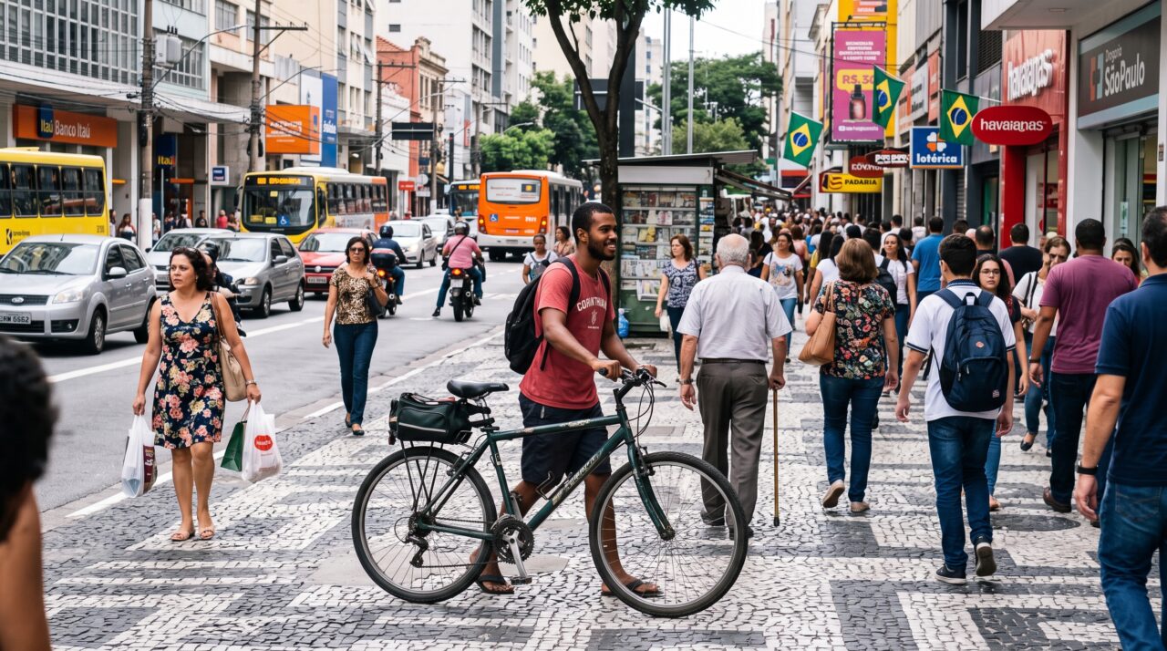 A regra do Código de Trânsito Brasileiro sobre a circulação de ciclistas em calçadas de pedestres.