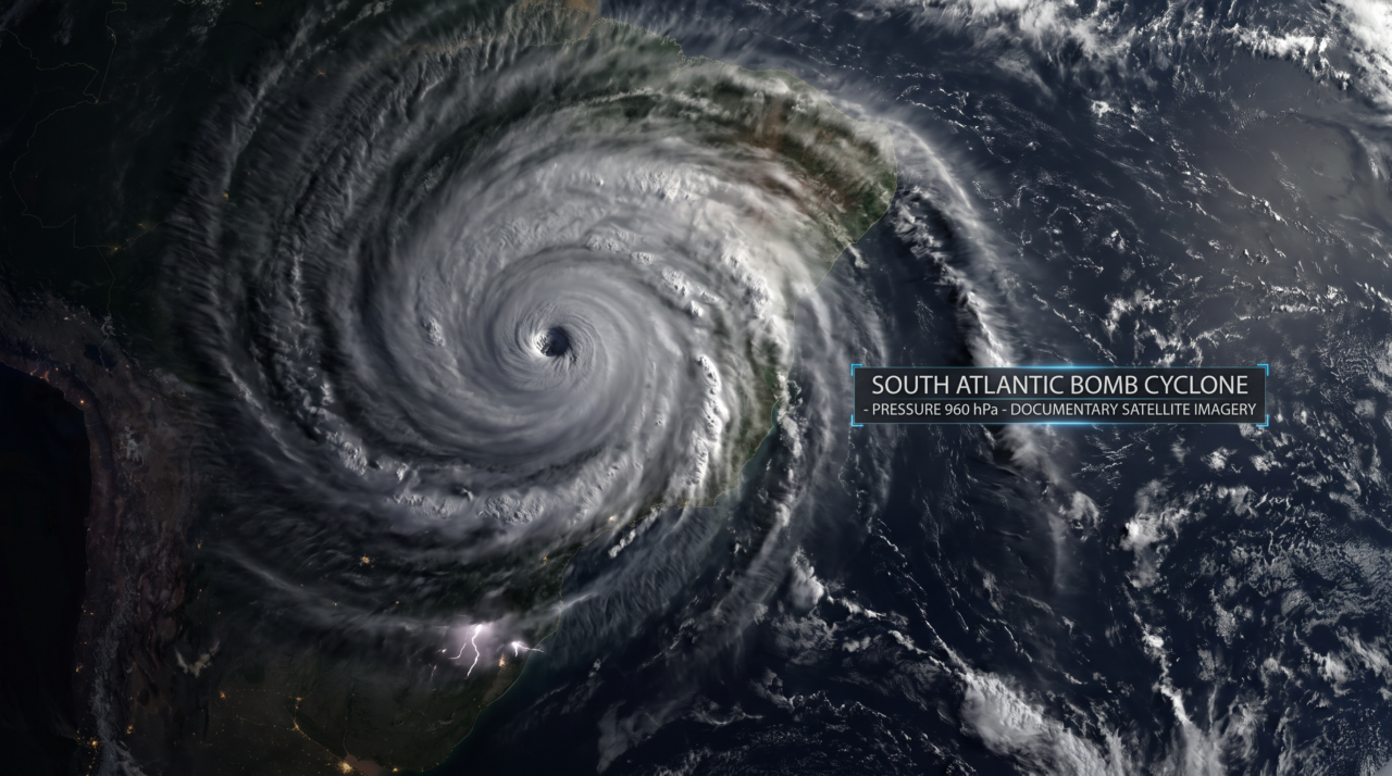 Ciclone bomba avança sobre o Brasil com ventos de até 100 km/h nesta 6°feira e Defesa Civil Nacional faz alerta