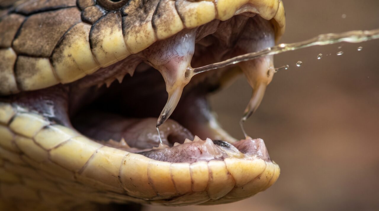 Mediram o veneno de 30 serpentes, incluindo 28 cobras de 13 espécies de Naja, e não acharam viscosidade especial nas cuspideiras: o modelo das presas mostrou menor pressão necessária para ejetar o jato