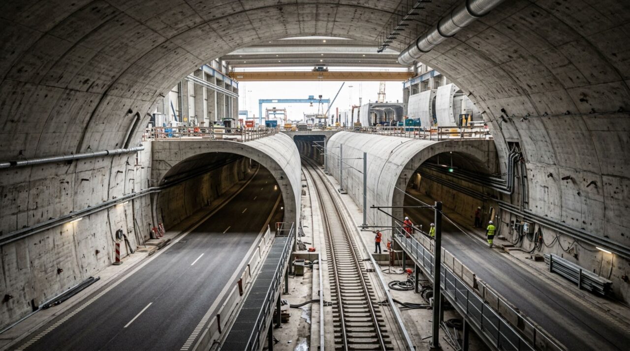 Estrutura interna de um elemento pré-moldado de concreto fabricado em Rødbyhavn para o Túnel Fehmarnbelt