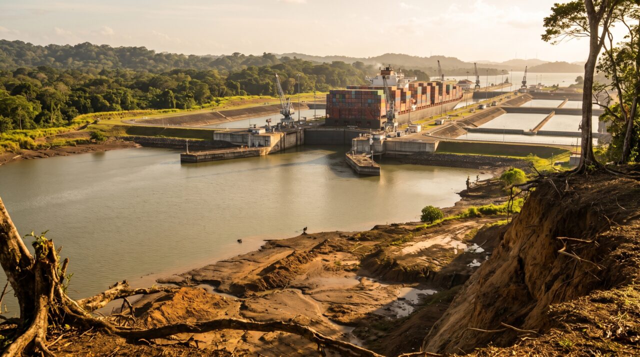 Cada navio que passa pelas novas eclusas do Canal do Panamá movimenta uma quantidade enorme de água, mas 18 reservatórios laterais permitem reutilizar boa parte dela no próximo ciclo