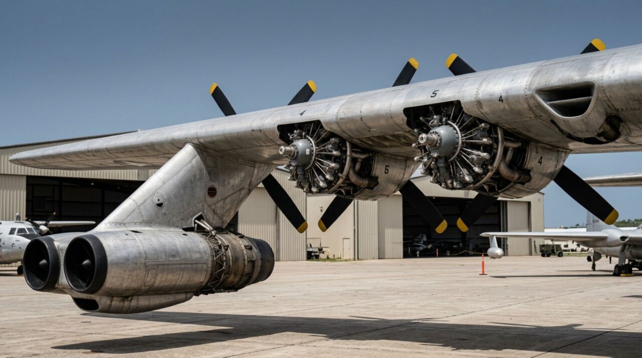 No B-36 Peacemaker, os motores a pistão forneciam a propulsão principal enquanto os turbojatos acrescentavam potência em decolagens e situações de maior velocidade