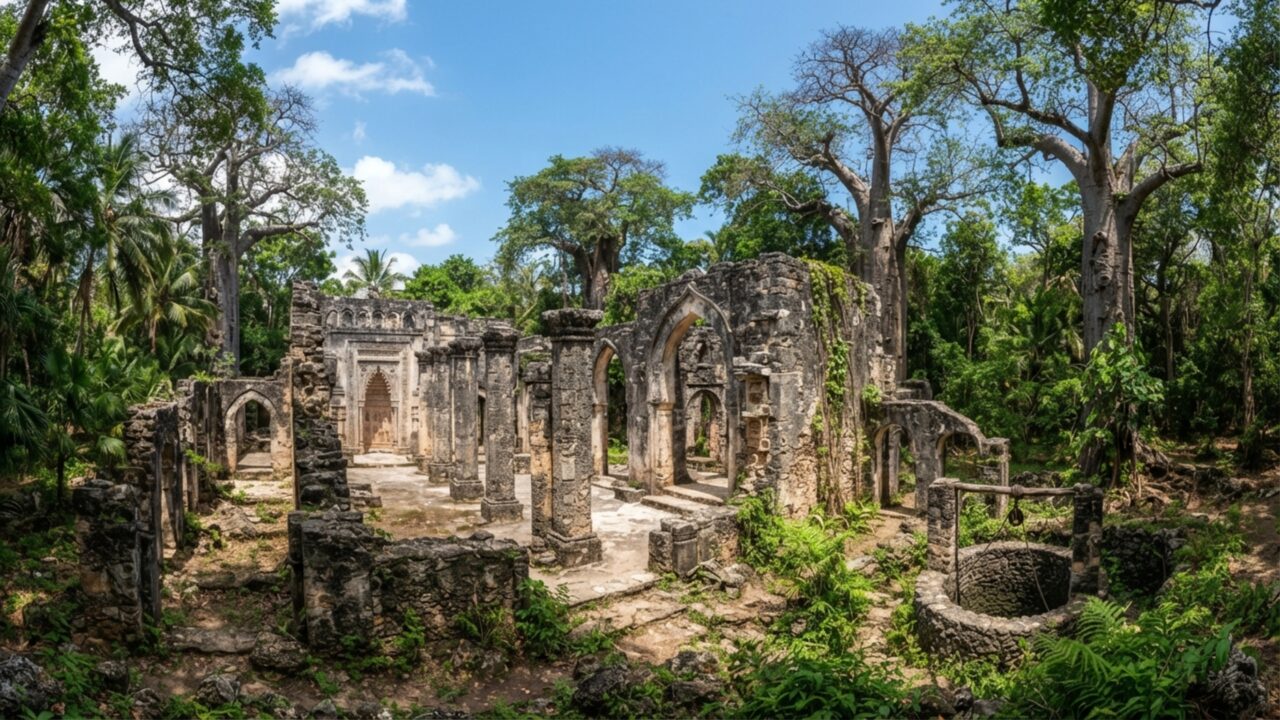 Uma cidade africana desapareceu dentro da floresta e deixou palácios, mesquitas e porcelana chinesa a quilômetros da costa