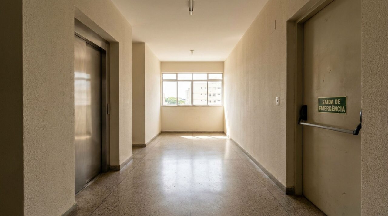 Moradores colocam banco, vasos e estante no hall do prédio por sete anos, achando que o espaço em frente ao elevador pertencia ao andar, mas revisão da rota de fuga faz condomínio mandar retirar tudo