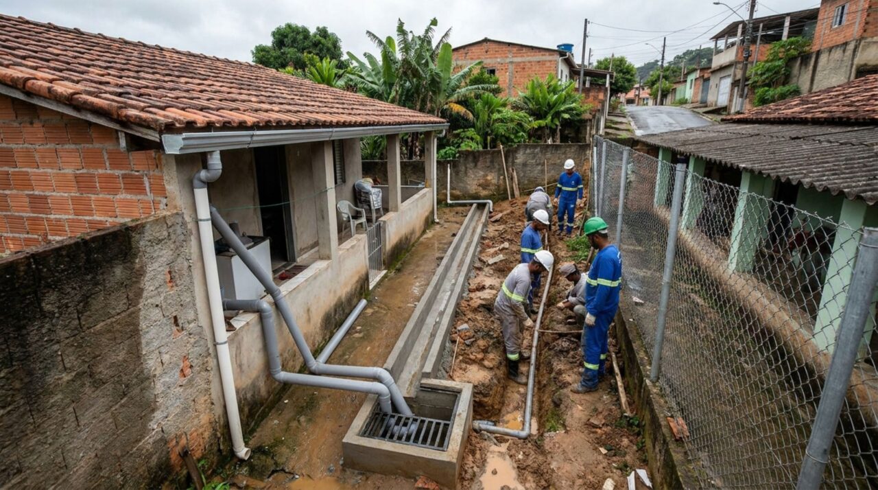 Família volta de viagem e percebe que vizinho elevou o terreno e agora a água da chuva corre diretamente para seu quintal