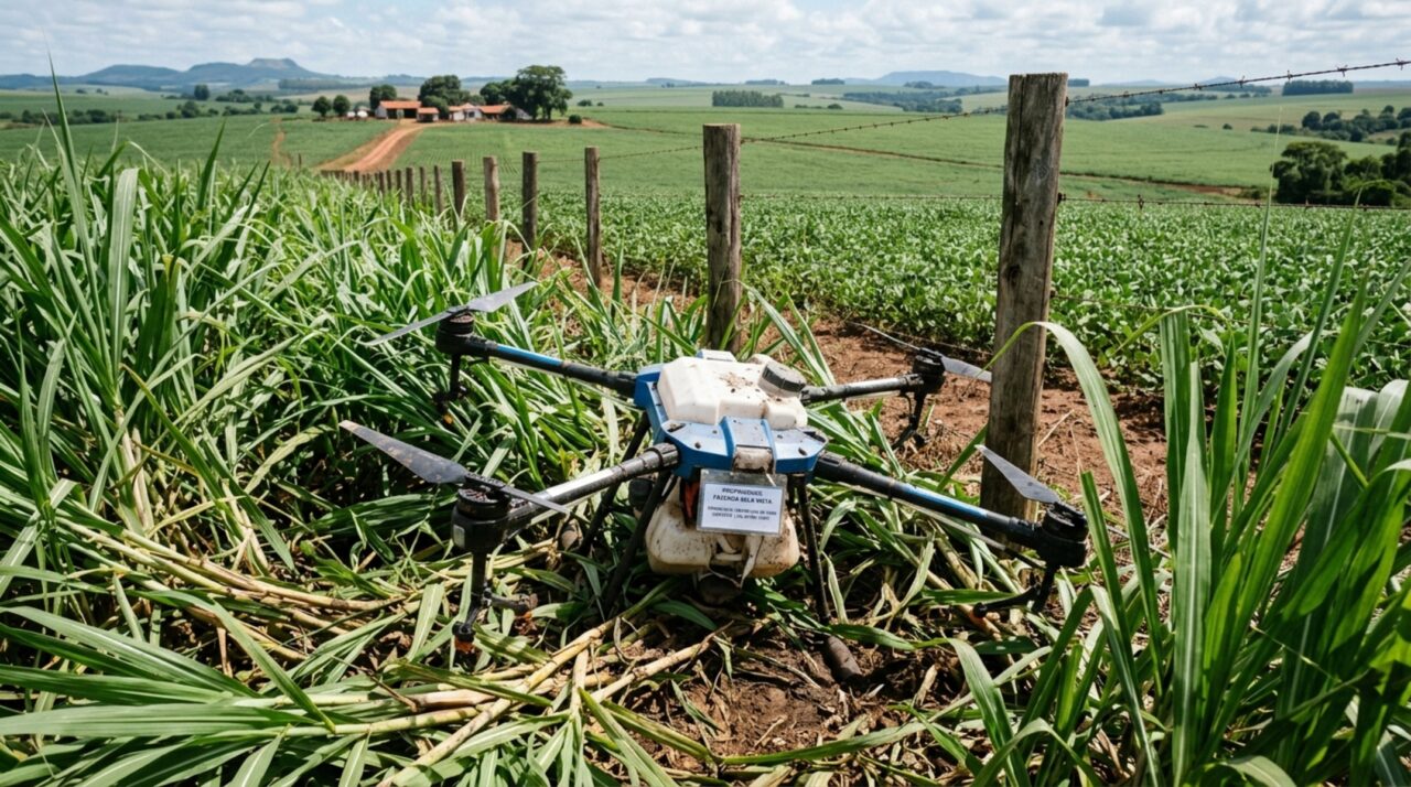 Proprietário usa drone para vistoriar a lavoura, o equipamento cai na propriedade vizinha e a ANAC revela que o cadastro obrigatório muda quem responde pelo dano