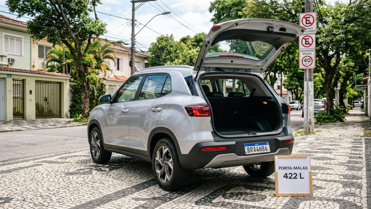 SUV da Hyundai leva 422 litros no porta-malas e vira quase uma pequena mudança com 1.401 litros ao rebater os bancos