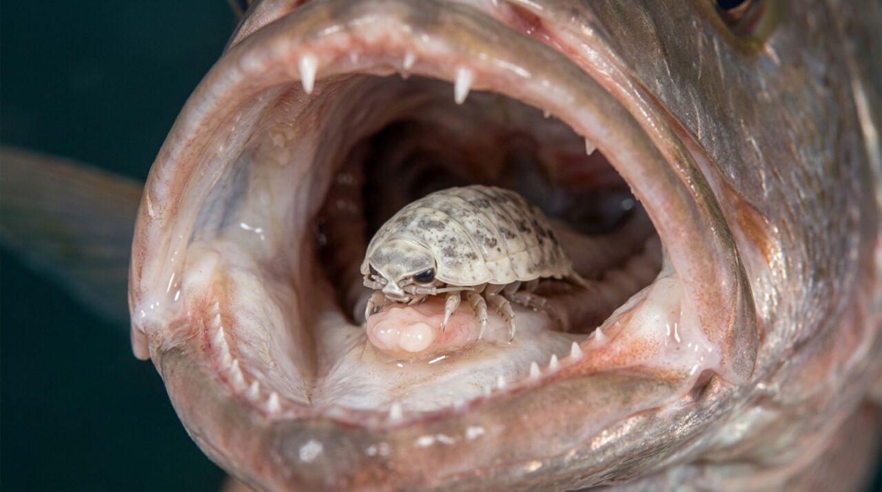 Como Cymothoa exigua ocupa o lugar da língua do peixe