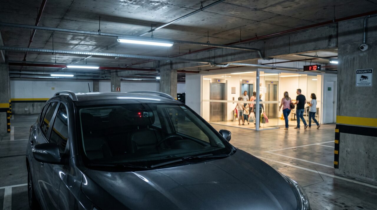 Vizinho instala uma câmera dentro do carro para registrar furtos na garagem e moradora percebe que ela continua filmando mesmo estacionada, apontada diretamente para a entrada dos elevadores