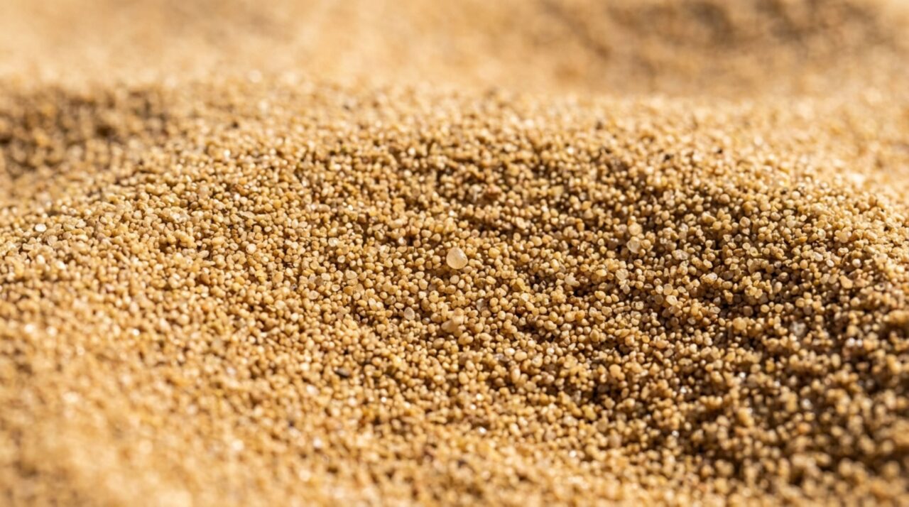 Detalhe da textura da areia em ambiente de alta temperatura