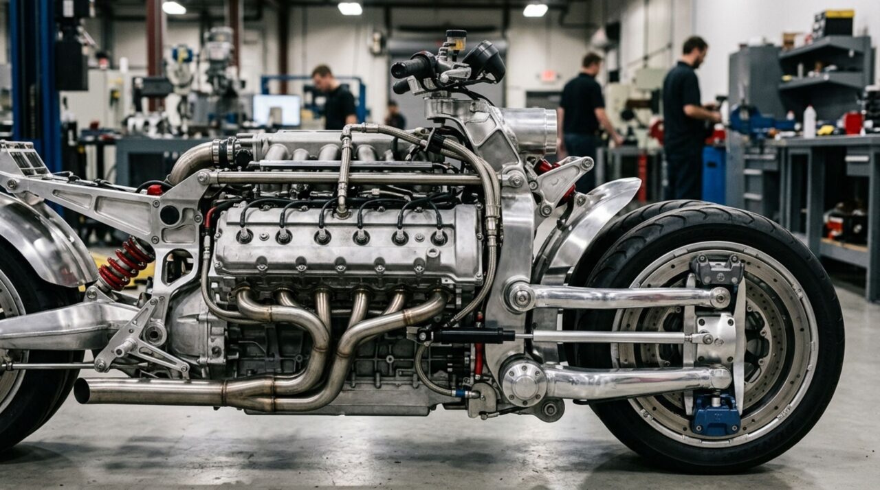 O motor V10 de 500 cv e o sistema de quatro rodas sob uma arquitetura puramente experimental