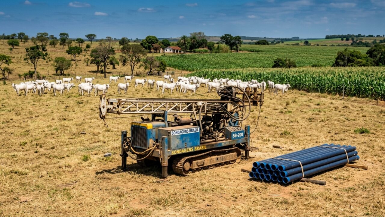 Agricultor gasta R$ 28 mil para perfurar poço de 42 metros dentro da própria fazenda e recebe ordem para interromper a retirada de água