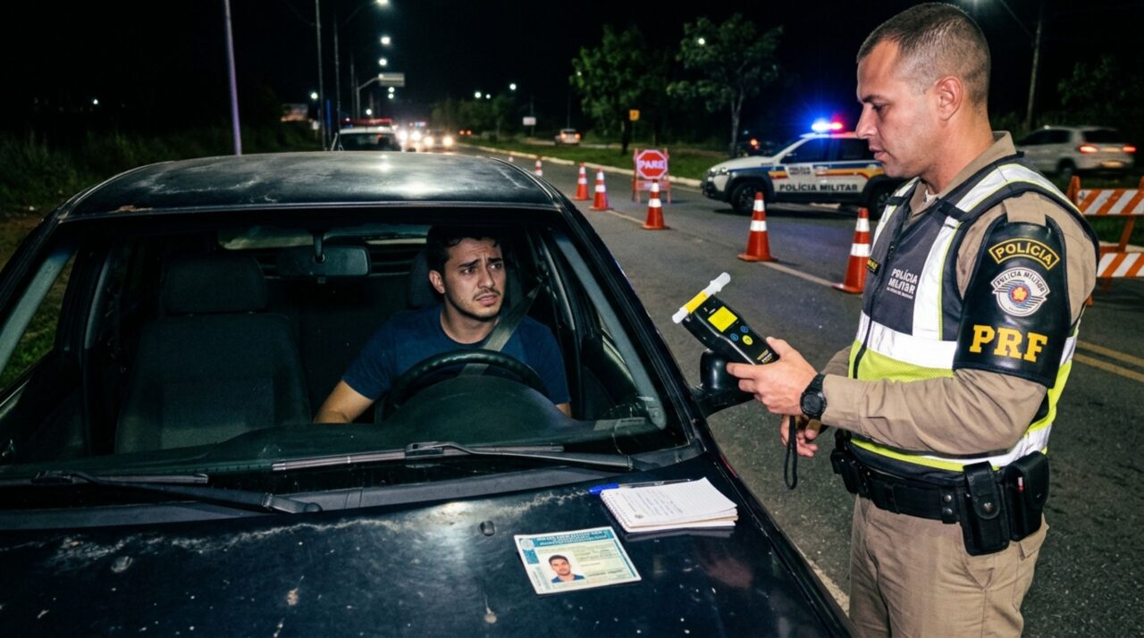 Motorista é parado em blitz da Lei Seca, agente solicita teste do bafômetro, condutor se recusa a soprar e afirma não ter ingerido álcool, fiscalização explica o que acontece mesmo sem resultado positivo