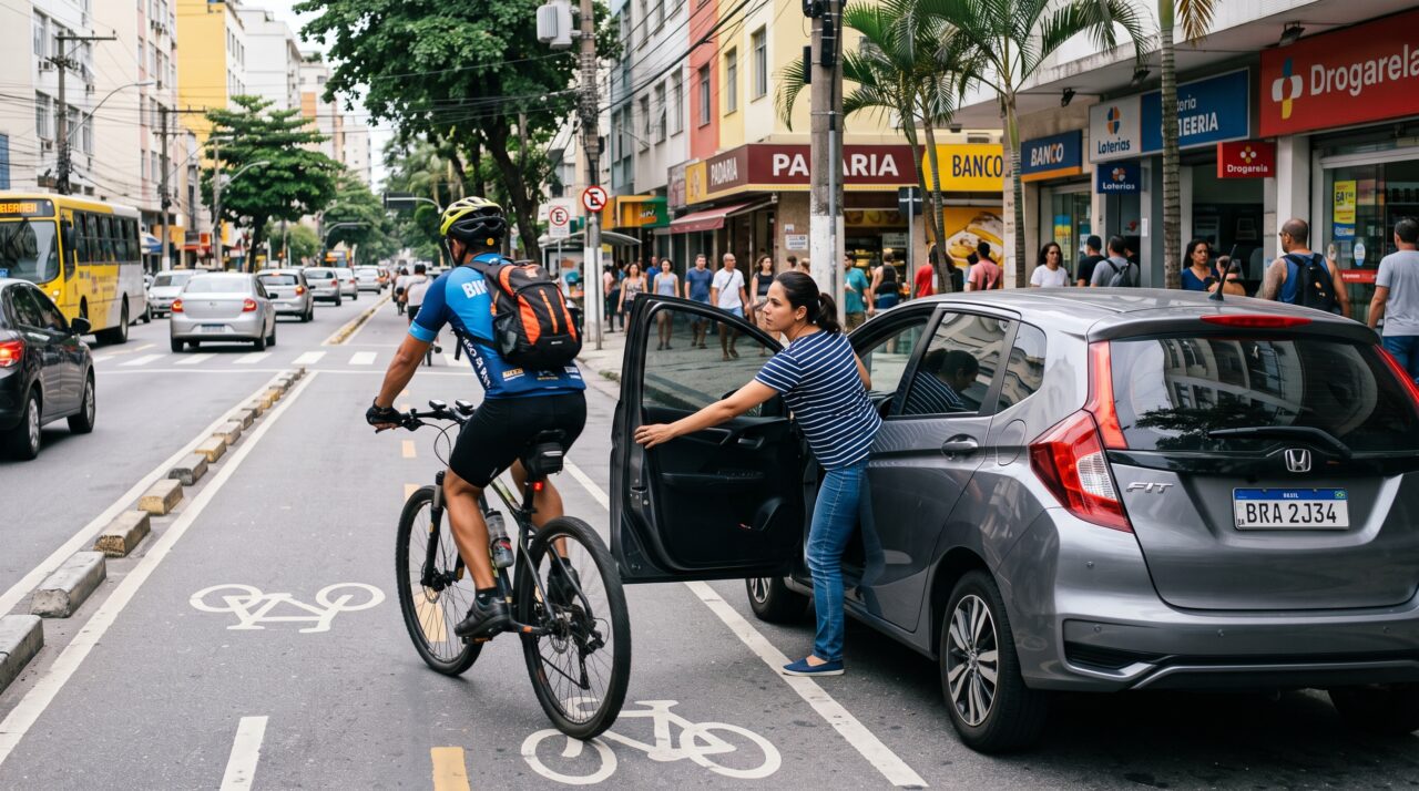 Responsabilidade legal ao abrir a porta do carro e atingir um ciclista