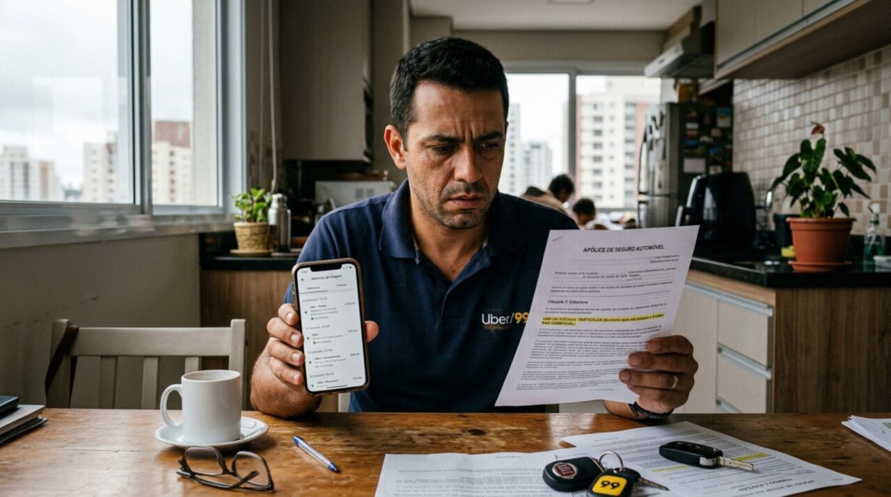 Motorista começa a trabalhar com Uber, bate o carro durante uma corrida e a seguradora nega o sinistro após descobrir que o veículo estava cadastrado para uso particular