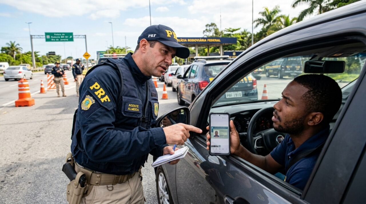 Motorista é parado na blitz de trânsito, ao ser requisitada a CNH ele mostra uma captura de tela salva na galeria e é questionado por agente, homem afirma que a imagem é igual ao documento exibido no aplicativo