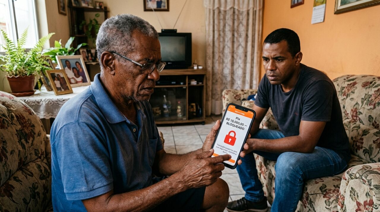 Idoso de 72 anos tem o cartão bloqueado pelo banco após tentativa de transferência de R$ 15 mil para o próprio filho e descobre que a nova regra de proteção impede transações acima de certo valor
