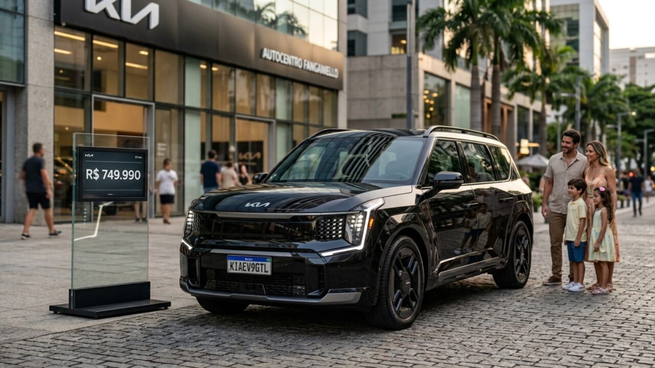 Sete lugares, 385 cv, tração integral e 434 km de autonomia formam o pacote do SUV elétrico familiar vendido por R$ 749.990