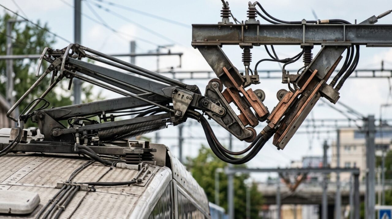 Conexão automática no teto do veículo para recarga de alta potência