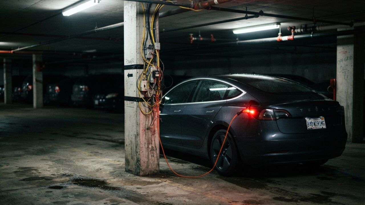 Morador instala carregador rápido de carro elétrico puxando energia do quadro da garagem, conta do condomínio dispara e síndico exige remoção sob pena de multa