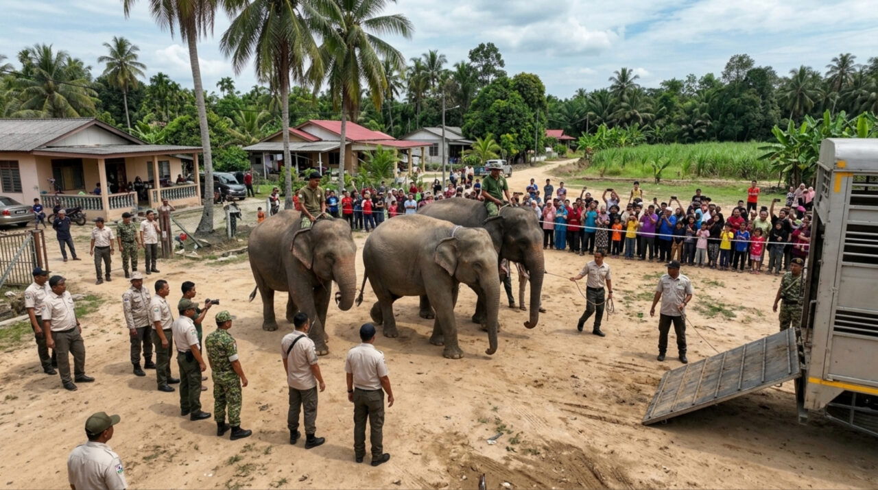 Elefante invade vila, assusta moradores e vira atração durante operação de resgate
