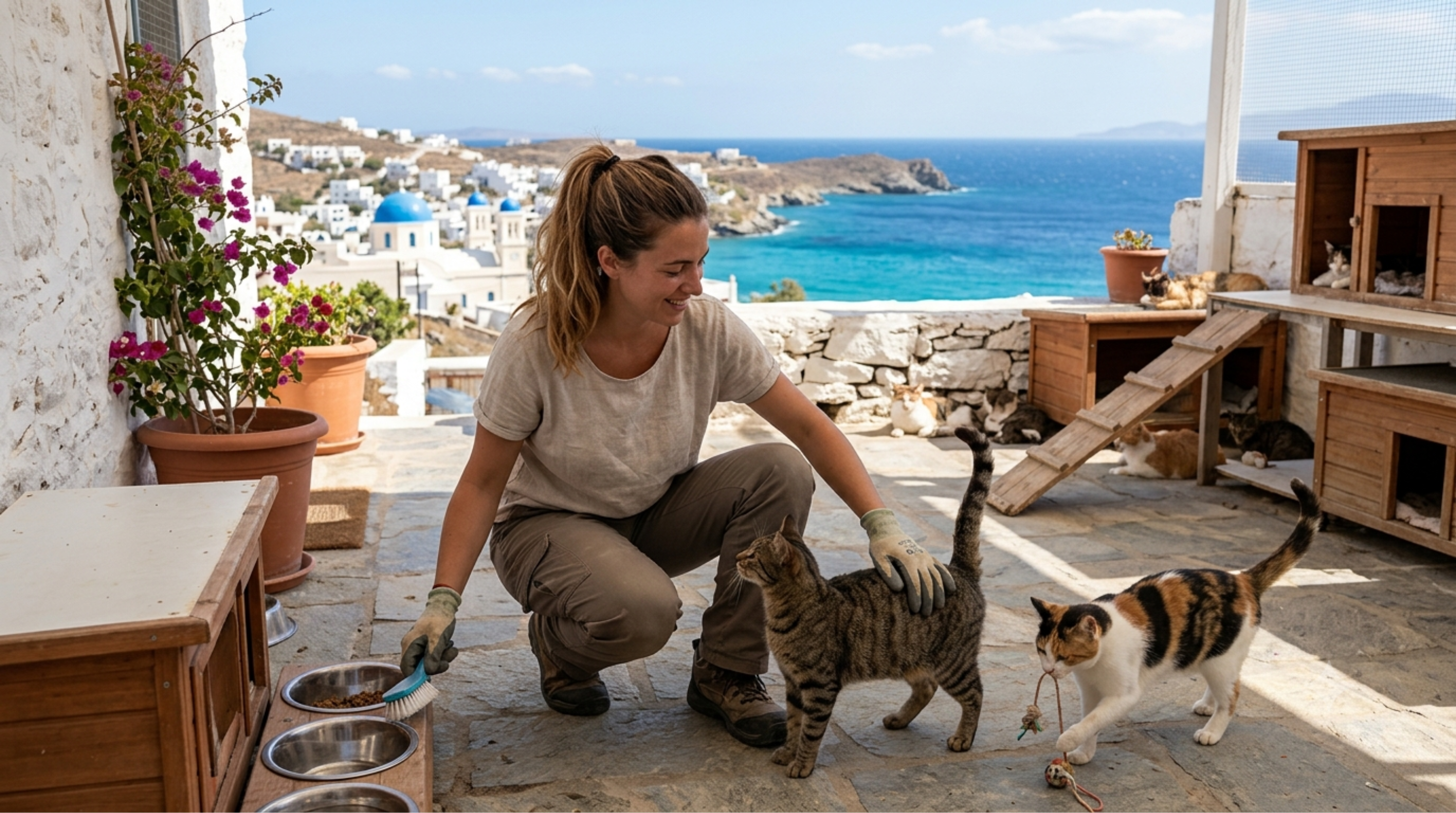 Eles estão procurando voluntários para viver de graça em uma ilha grega em troca de passarem 5 horas por dia cuidando de gatos resgatados