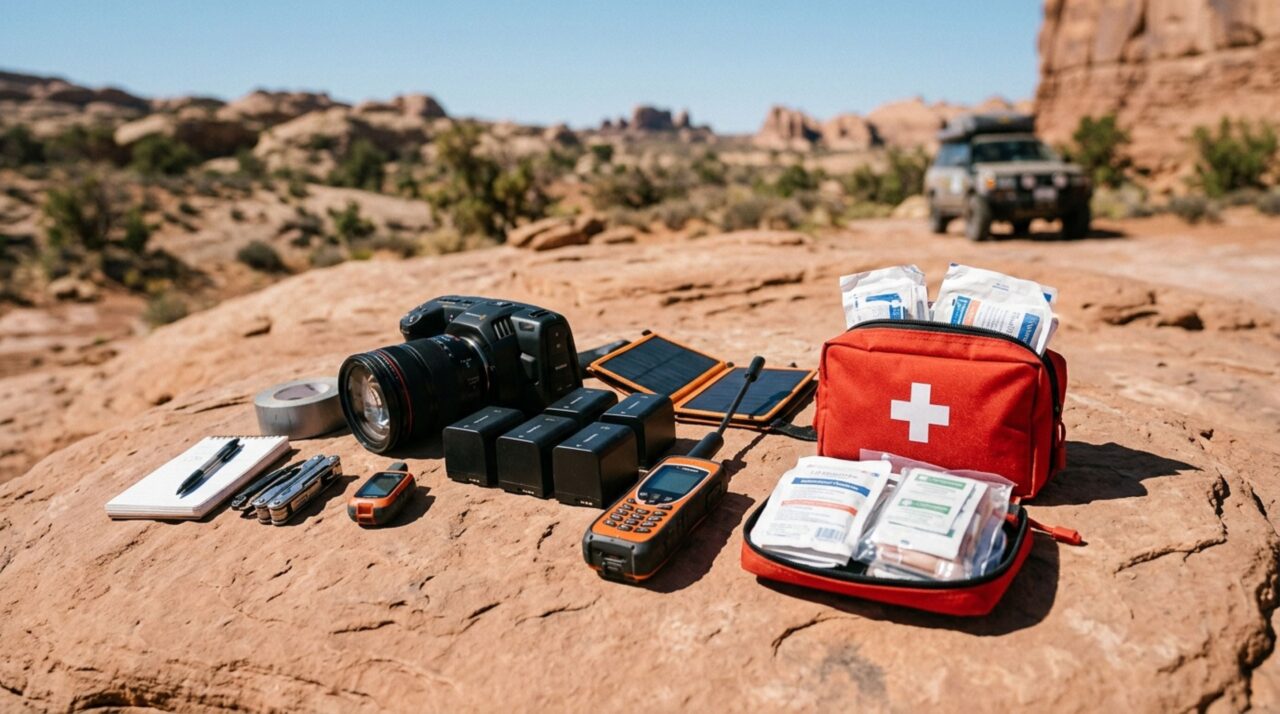Equipamentos de filmagem e de segurança utilizados na expedição de sobrevivência