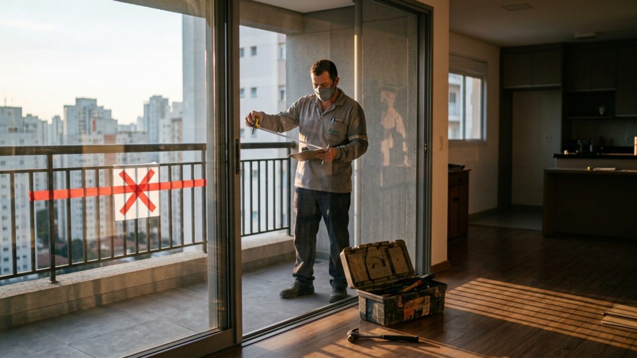 Moradora fecha varanda seguindo o padrão dos outros apartamentos e meses depois recebe ordem do condomínio para remover estrutura de R$ 28 mil