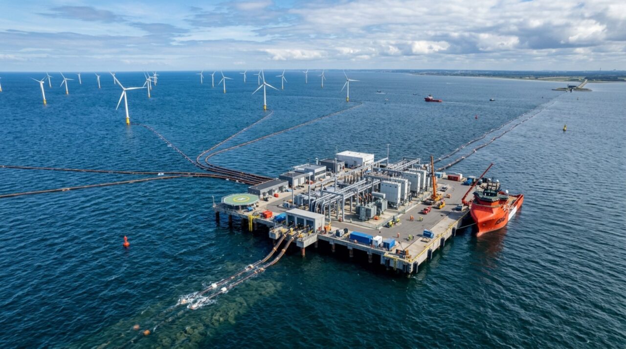 Na ilha de energia da Dinamarca, parques eólicos offshore enviariam eletricidade a um hub central antes da conexão com diferentes redes europeias