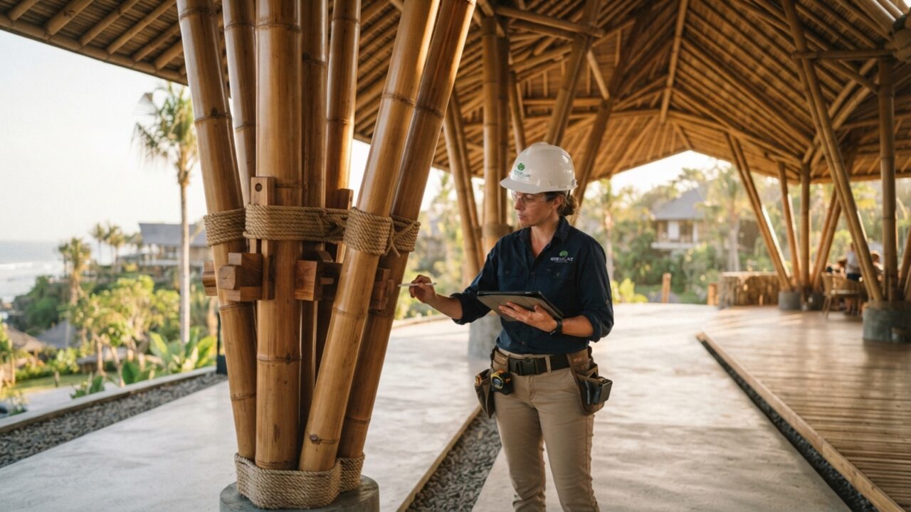 Nem madeira, nem ferro: pilares de bambu tratado suportam coberturas gigantescas e duram mais de 50 anos expostos ao tempo