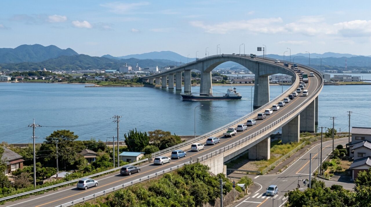 A engenharia por trás da estrutura projetada para permitir o tráfego de navios e veículos