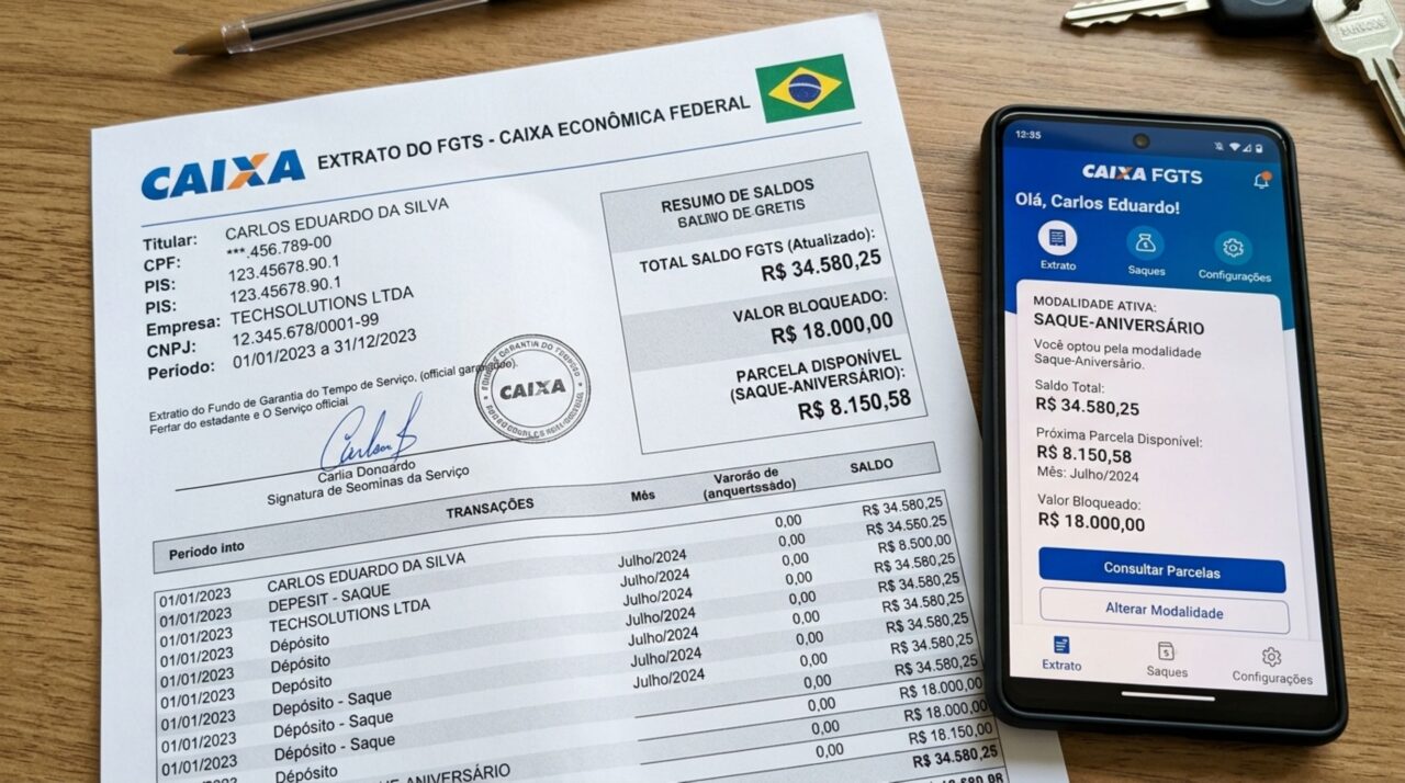 Trabalhador adere ao saque-aniversário pensando apenas no dinheiro recebido uma vez por ano, depois é demitido e percebe que uma escolha feita meses antes muda o acesso ao saldo da conta