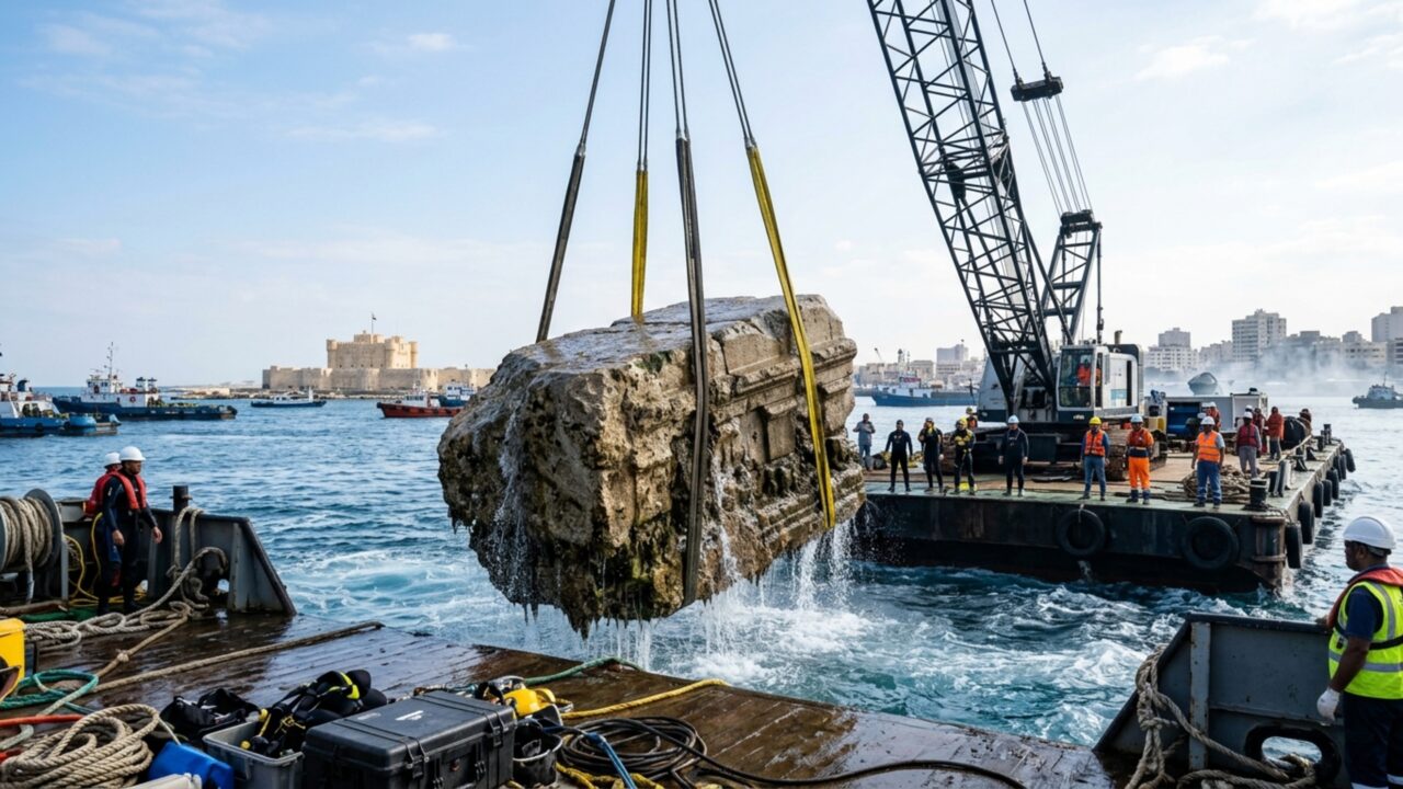 Após mais de 1.600 anos de história, os arqueólogos levam à superfície blocos de 80 toneladas de uma das Sete Maravilhas do mundo antigo
