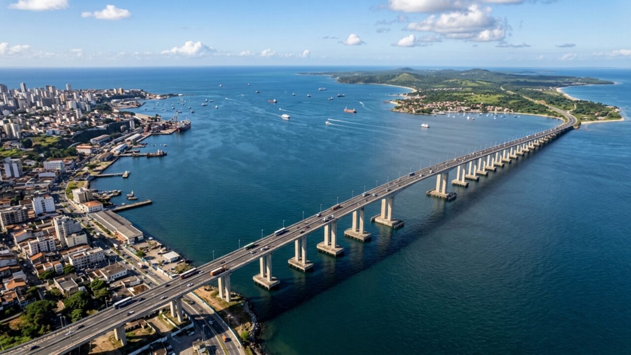 Megaobra brasileira de R$ 11,6 bilhões começa a erguer em capital do Nordeste uma das maiores pontes rodoviárias da América Latina para ligar a capital a uma ilha