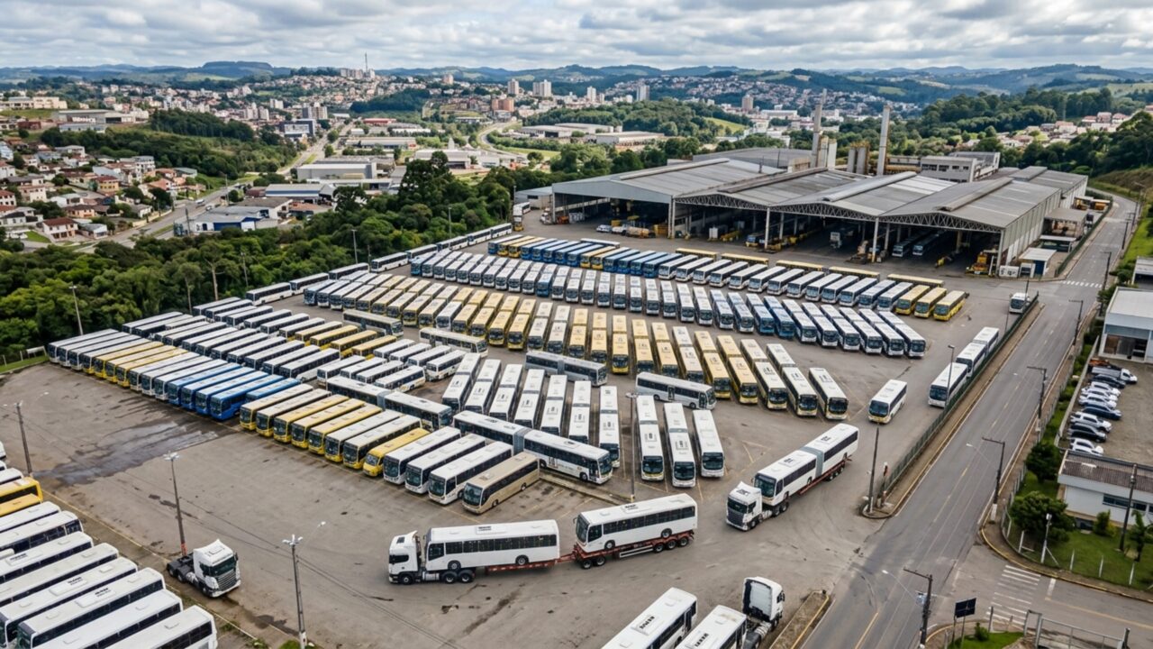 Essa cidade do interior fabrica ônibus que circulam em mais de 140 países dos cinco continentes