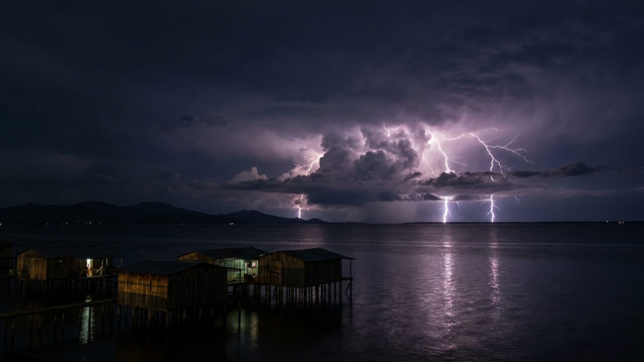 Existe um lugar onde relâmpagos aparecem em média 297 dias por ano e satélites registram cerca de 389 flashes por dia sobre o mesmo lago
