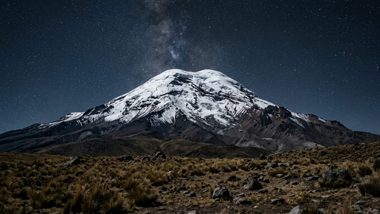Mesmo sendo 2,5 quilômetros mais baixo que o Everest, vulcão vizinho do Brasil é o ponto da Terra mais próximo das estrelas por causa do formato do planeta