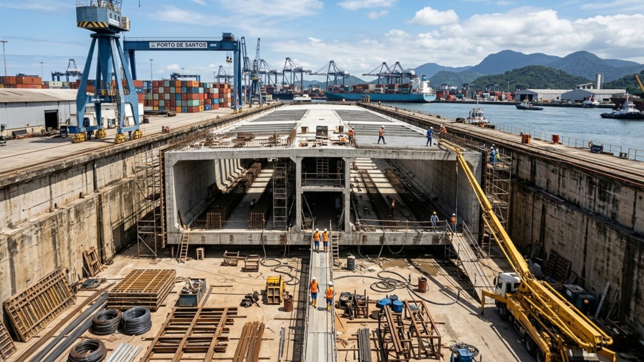 Megaprojeto brasileiro de R$ 6,8 bilhões: primeiro túnel imerso da América Latina será instalado no fundo do canal entre Santos e Guarujá