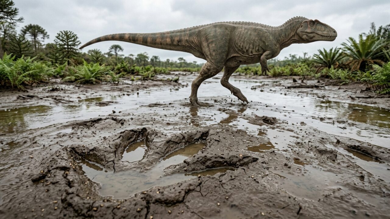 Com 63 centímetros de largura, a maior pegada de dinossauro carnívoro já encontrada no Brasil estava escondida no Sertão da Paraíba