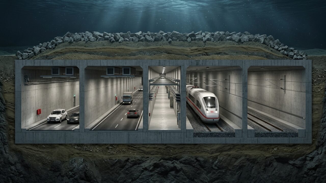 Maior túnel imerso do mundo será colocado no fundo do mar para ligar dois países e terá pedágio para pagar a própria construção