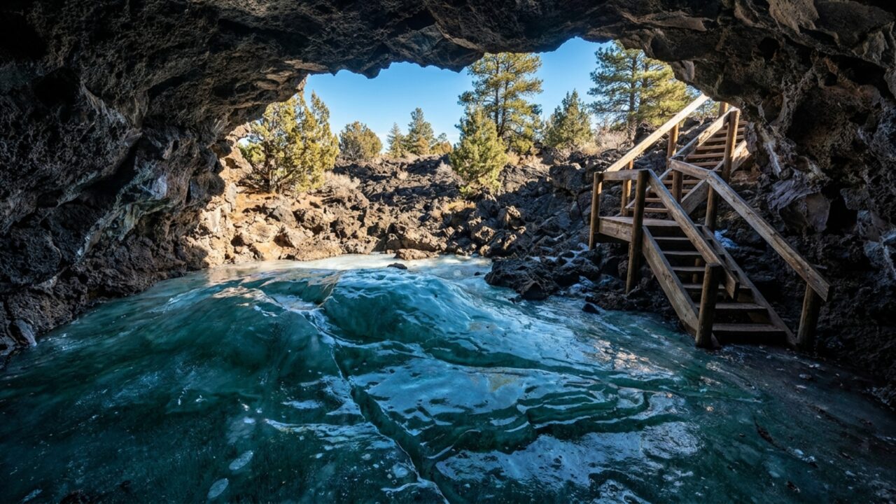 Uma caverna congelada a -0,6 °C que não derrete sob o calor do deserto e esconde camadas de gelo de até 6 metros de espessura