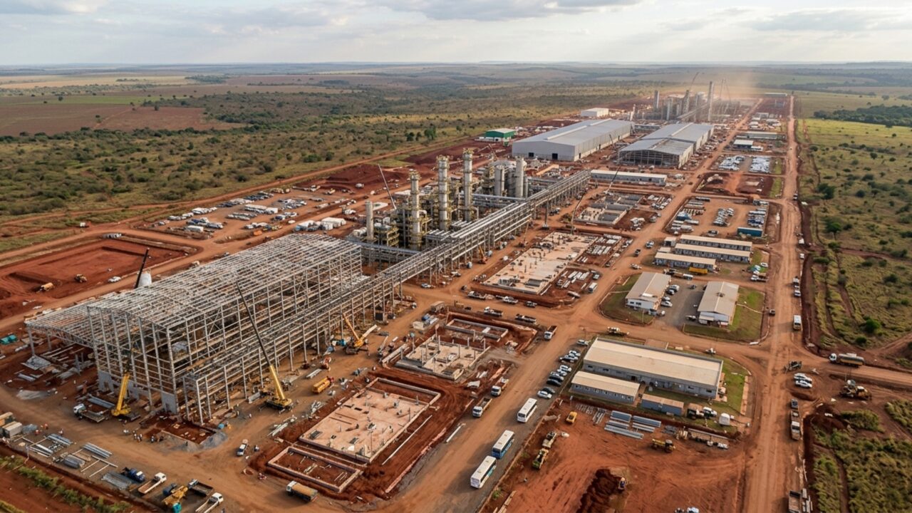 Megaobra de R$ 25 bilhões ocupa uma área de 3 km por 2 km no interior do Brasil e ergue a maior fábrica de celulose de linha única do mundo, capaz de produzir 3,5 milhões de toneladas por ano