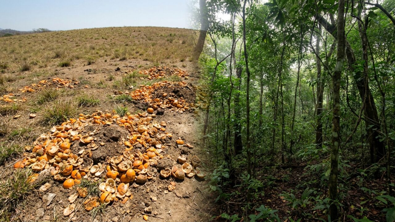 Em 1997, eles cobriram uma área com 12 mil toneladas de cascas de laranja, e 16 anos depois, ninguém reconheceu a paisagem