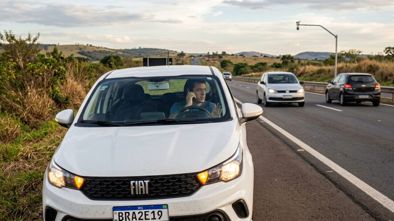 Motorista é multado por parar no acostamento para atender uma ligação de emergência e descobre que a lei só permite parada por pane mecânica