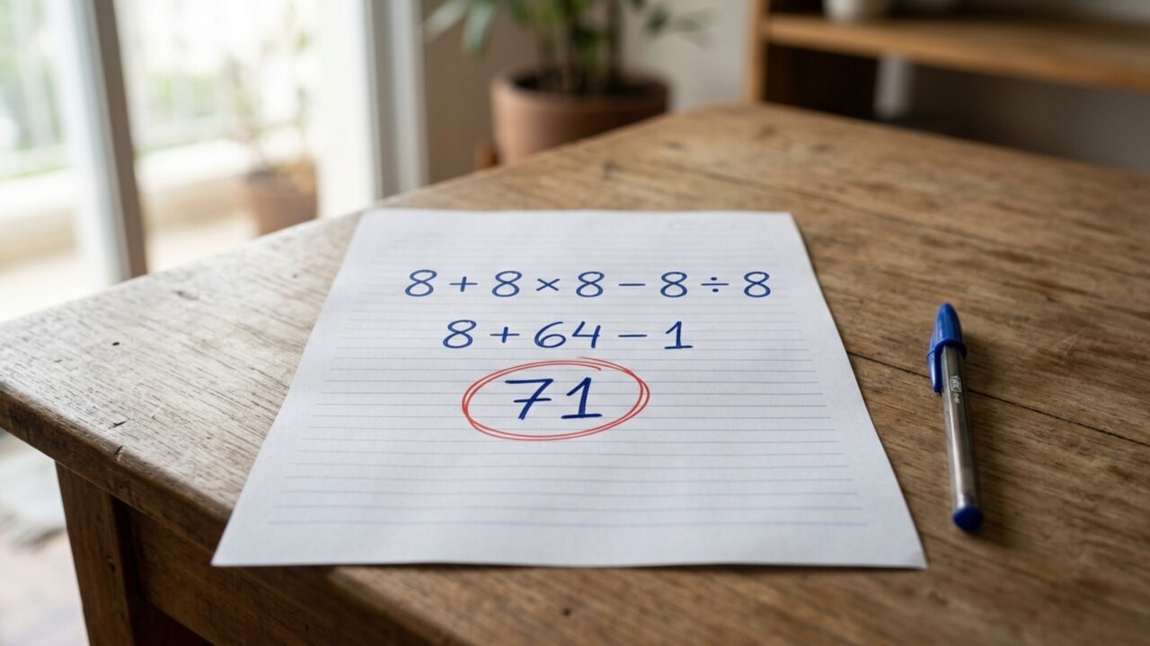 Resolva 8 + 8 × 8 − 8 ÷ 8 e descubra se você ainda lembra qual operação deve ser feita primeiro