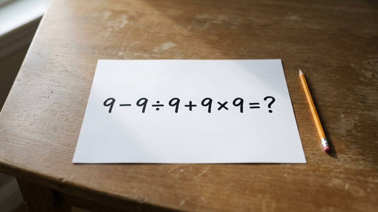 Resolva 9 − 9 ÷ 9 + 9 × 9 sem calculadora e veja se você consegue chegar ao resultado correto na primeira tentativa