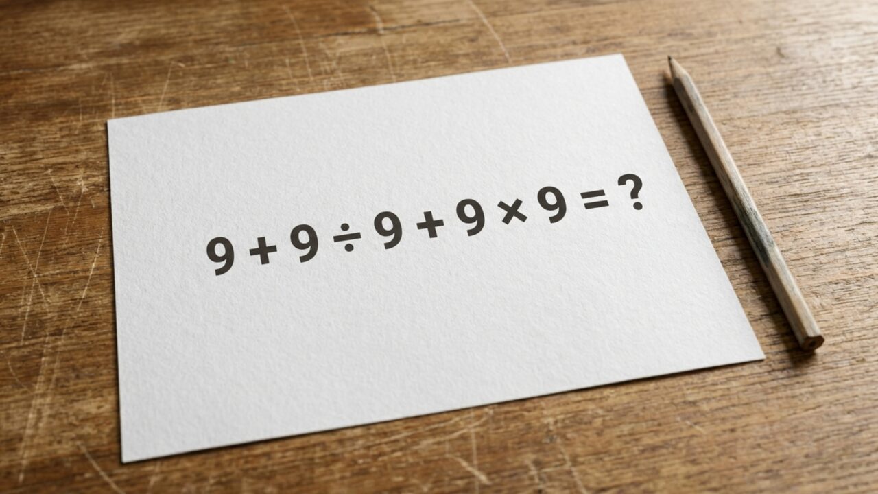 Quanto é 9 + 9 ÷ 9 + 9 × 9? A conta parece fácil, mas muita gente erra ao resolver na ordem em que aparece
