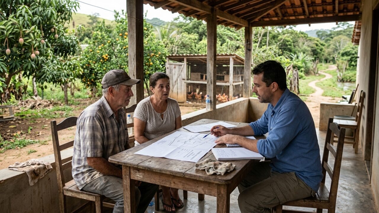 Família compra chácara pequena, planta árvores frutíferas, constrói galinheiro e poço e cinco anos depois descobre que parte da área comprada está dentro de uma faixa onde não poderia ter construído